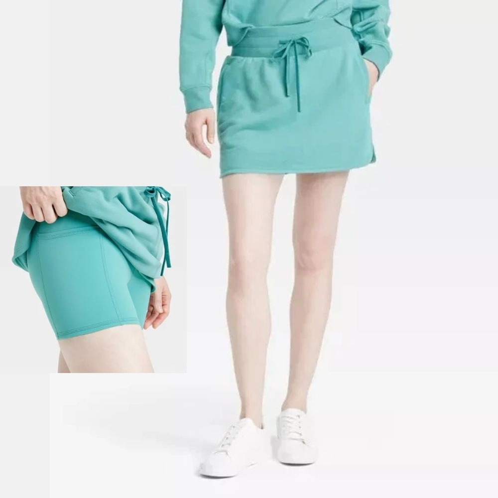 JoyLab Women's French Terry High-Rise‎ Skort Green Size XS